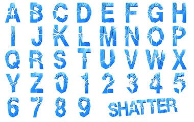 Shatter broken glass alphabet 3d Illustration