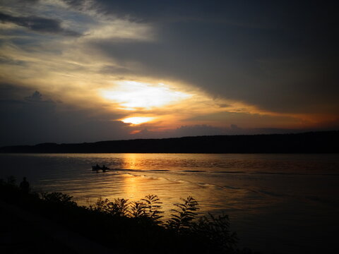 sunset over the river