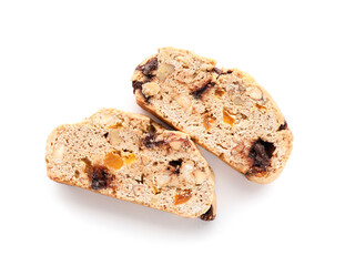 Delicious biscotti cookies isolated on white background