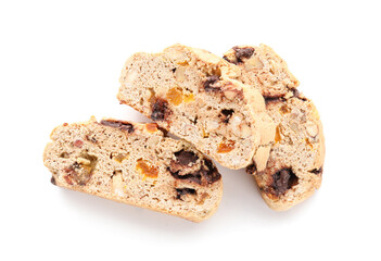 Delicious biscotti cookies isolated on white background
