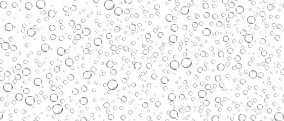 Water bubbles set isolated on white background. Air water bubbles for soda effect, transparent backdrop, icon design, champagne bubbles, texture and wallpaper. Water drops pattern, vector illustration