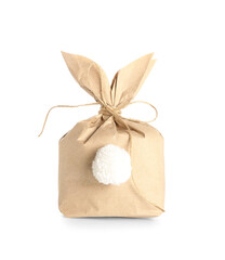 Easter bunny gift bag isolated on white background