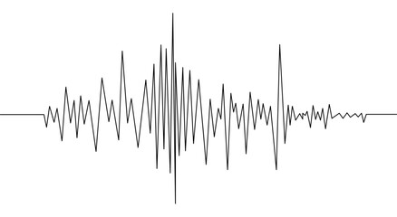 Earthquake seismogram or sound volume wave. Seismograph vibration or magnitude recording chart. Polygraph lie test detector diagram record. Vector illustration.