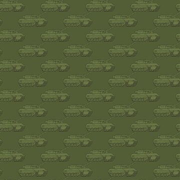 Seamless pattern with military Tank Brigade. Backdrop with combat vehicle.