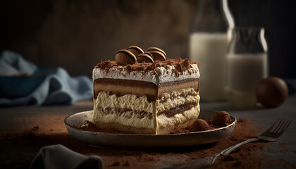 Heavenly Tiramisu with a Decadent Mascarpone Filling, Generative AI