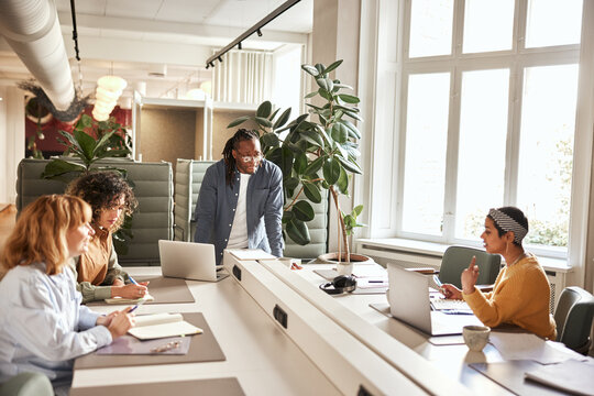 Diverse businesspeople meeting in an office