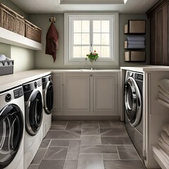 A laundry room that is both efficient and pleasing to the eye 2_SwinIRGenerative AI