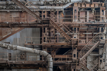 Old abandoned post-Soviet coal power plant in Hungary near Budapest