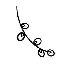 Linear willow twig in doodle style