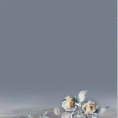 Watercolor various flowers, leaves, roses, peonies, stripes