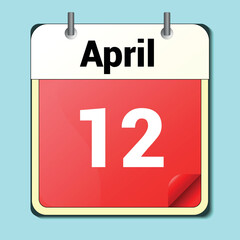 calendar vector drawing, date April 12 on the page