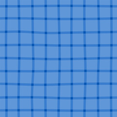 Vector checkered tablecloth blue monochrome seamless pattern. Kawaii background