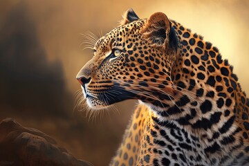Leopard's side. Generative AI - obrazy, fototapety, plakaty