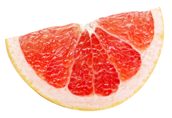 Slice of grapefruit citrus fruit isolated on transparent background