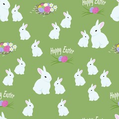 Obraz premium Easter bunny pattern. Easter animals characters. Vector illustration.