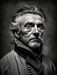 Black and white portrait of a philosopher - generative ai