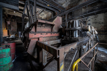 Old abandoned post-Soviet coal power plant in Hungary near Budapest