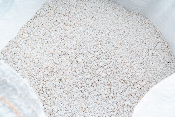 Perlite for plants in a bag. neutral material of volcanic origin
