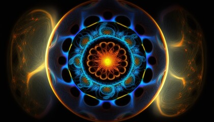 Blue mandala energy, chakra abstract