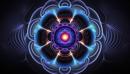 Blue mandala energy, chakra abstract