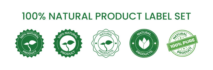 Set Of Natural Product Vector Label, Natural Products, Healthy Food Emblem, Natural Product Logo, Emblem, Seal, Badge, Sticker, Tag, CBD Label Design Elements, Organic Food