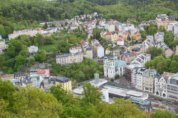 Beautiful view of the city center in Karlovy Vary, Czech Republic