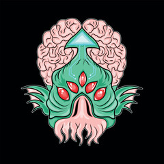 blue green sea monster with gills