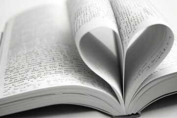 Fototapeta premium Heart shaped book pages, love concept for valentine's day