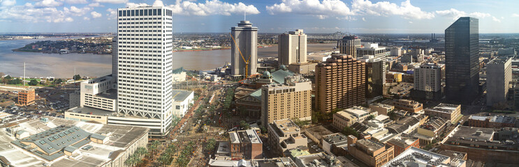Panorama of the New Orleans Waterfront and Mississippi river 