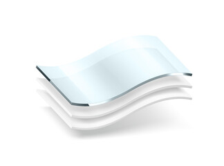 Three wavy layers with realistic shadows. The top layer is transparent. Vector illustration isolated on white background. Template for your infographics. EPS10.	