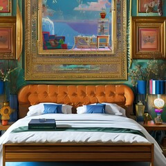 A eccentric and eclectic bedroom with an interesting mix of furnishings and decor2, Generative AI