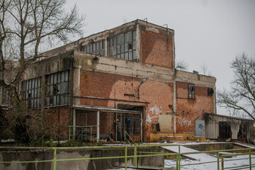 Obraz premium Old abandoned post-Soviet coal power plant in Hungary near Budapest