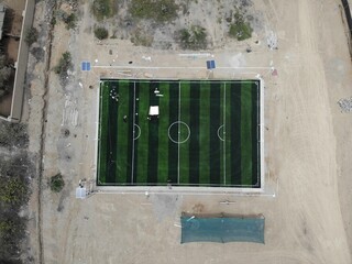 Cancha sintética de fútbol - synthetic soccer field - obrazy, fototapety, plakaty