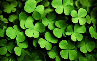 st patrick's day, green shamrock, clover leaves background, large texture
