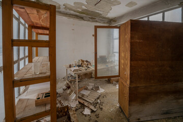 Old abandoned post-Soviet coal power plant in Hungary near Budapest