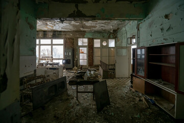 Old abandoned post-Soviet coal power plant in Hungary near Budapest