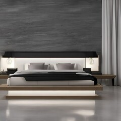 A contemporary bedroom with sharp lines and a monochromatic color scheme2, Generative AI
