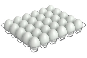 Farm raw organic white sugar-coated eggs for morning breakfast in metal tray