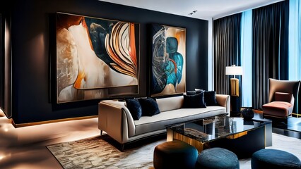 A Minimalist Living Room - obrazy, fototapety, plakaty