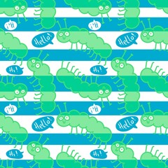 Cartoon summer animals seamless caterpillars pattern for notebooks and wrapping paper and kids clothes print