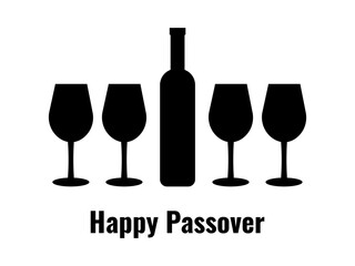 Jewish holiday Passover, Pesach, black traditional icons and symbols on white background. Vector illustration