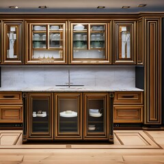A kitchen with a glass front cabinet2, Generative AI