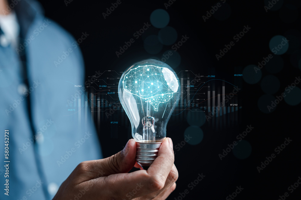 Leinwandbilder Businessman using chat bot intelligence Ai. Chat with AI Artificial Intelligence, developed by OpenAI generate. Futuristic technology, robot in online system...