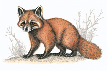 Red panda drawing on rock illustration