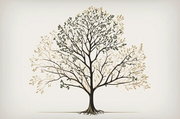 Minimalist tree illustration with leaves