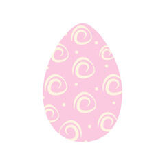 Easter egg in trendy pink with simple pattern of dots and abstract roses in trendy hue. Happy Easter
