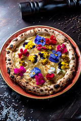 feijoa pizza with edible flowers