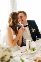 portrait of the newlyweds at the presidium