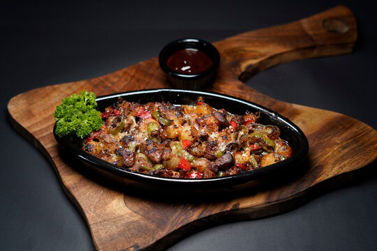 Etli Guvec Beef stew with vegetables and herbs