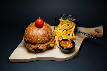 hamburger on the table isolated